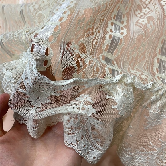 Vintage Alfred Angelo 60's Pink White Lace Long Sleeve High Neck Pioneer Dress - Picture 15 of 16